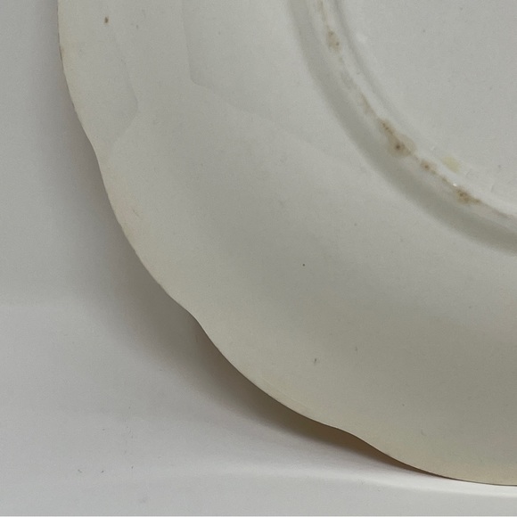 Vintage Homer Laughlin Round Serving Dish Bowl Orange Trim Iridescent White - Picture 10 of 13